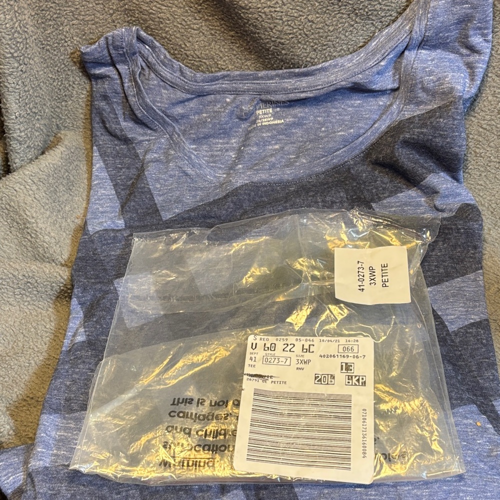 Catherines Blue Heathered Scoop Neck Petite Tee